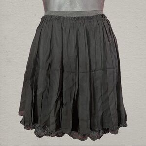 Alice Moon Black Pleated Chiffon and Lace Whimsigoth Mini Skirt